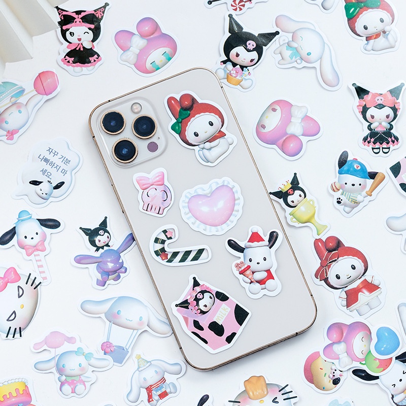 Hoạt Hình Nhãn Dán Giấy 3D Hình sanrio kuromi melody Cinnamoroll