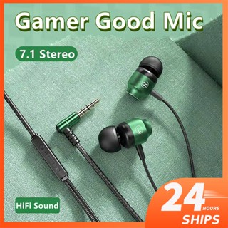 Từ Game Thủ Tai Nghe Có Dây Chơi Game Kim Loại Xanh HiFi Bass Stereo 3.5 Mm Jack Type-C Tai Nghe Cho Điện Thoại Máy Tính Mic Tai Nghe