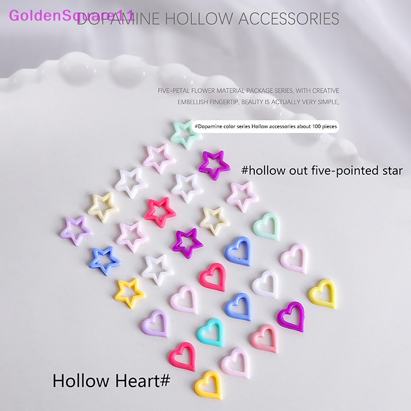 Túi 100 Phụ Kiện Trang Trí Móng Tay Nghệ Thuật Hình Ngôi Sao / Trái Tim / Trái Tim Xinh Xắn vn