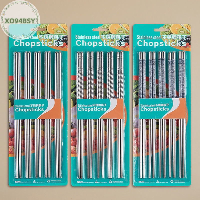 Set 1 / 5 Đôi Đũa Chống Trượt Bằng Thép Không Gỉ xo94bsy