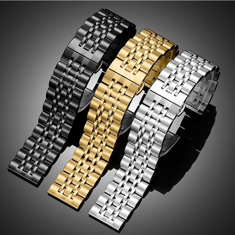 Dây Đeo Đồng Hồ Bằng Thép Không Gỉ 20mm 22mm Tích Hợp Hai Khóa Nhấn Hình Bướm Màu Trơn Thông Dụng Cho galaxy watch 42 46mm active2 gear s2 s3