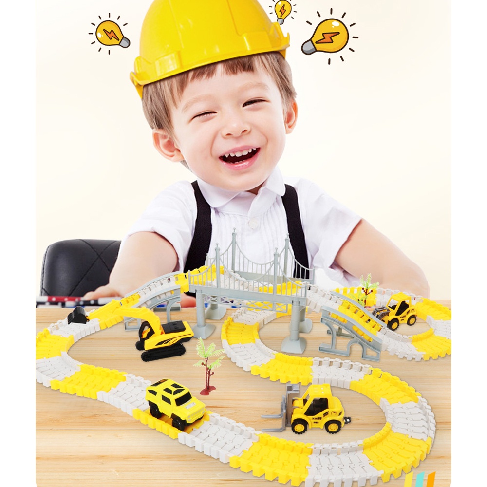 CONSTRUCTION RACE TRACKS FOR KIDS BOYS TOYS CAR TOY FLEXIBLE TRACK PLAYSET DIY RAILWAY
