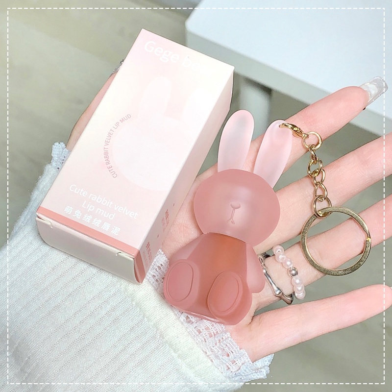 Derf Son Lì Mềm Mịn Chống Thấm Nước Lâu Trôi Chống Khô Môi Thiết Kế Vỏ Hình Thỏ Dễ Thương