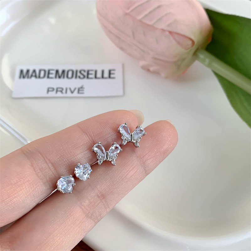 We flower set 4 Khuyên Tai Mạ Vàng 14k Đính Đá Sang Trọng