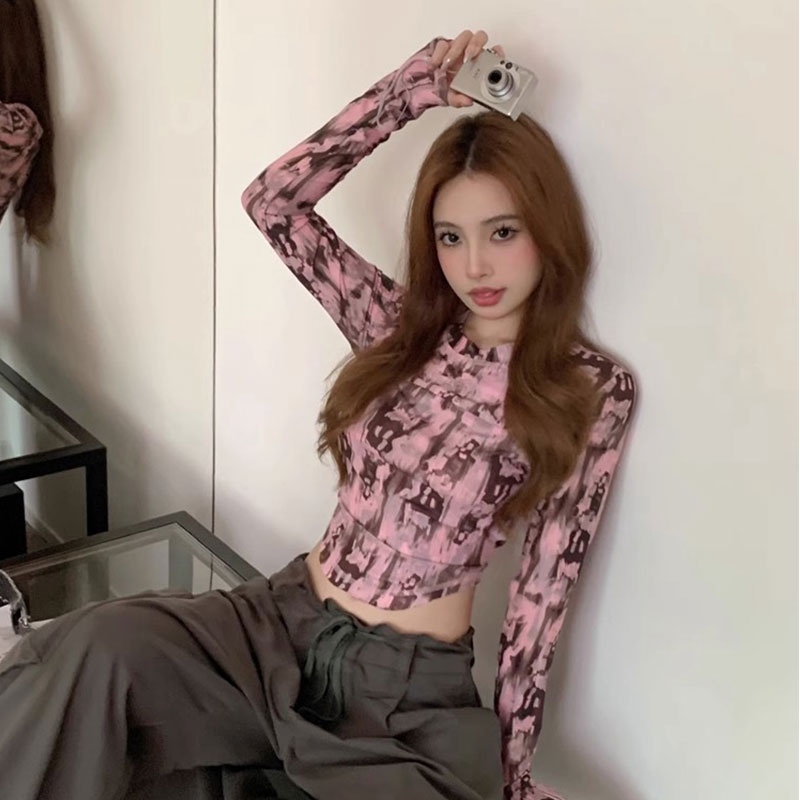 Áo Thun Tay Dài Nhuộm Màu Thời Trang Mùa Thu Cho Nữ