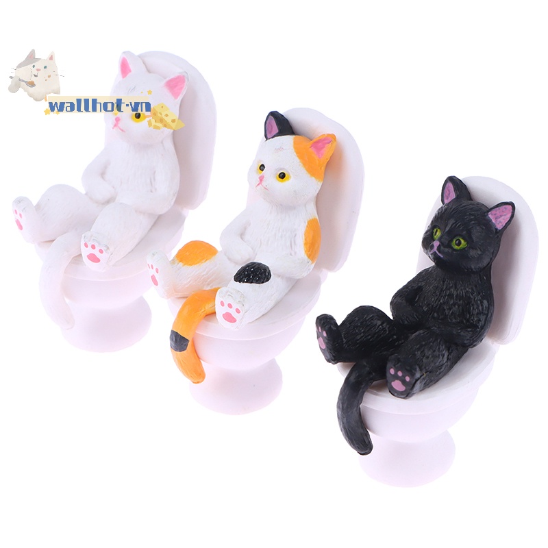 Wallhot > 1 Mô Hình Mèo Đi Vệ Sinh mini Dễ Thương Trang Trí Văn Phòng / Nhà Búp Bê well