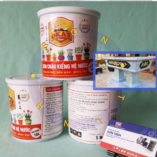 Sơn chậu kiểng cảnh màu Đen bóng hệ nước Okay Paint 1kg - 1 lon