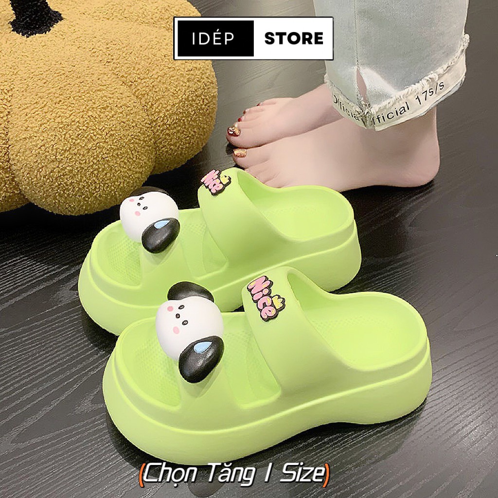 𝐢𝐃É𝐏 𝐃𝐋𝟑𝟕𝟗 Dép bánh mì nữ quai ngang đế dày cao 6cm hình CÚN NICE tai dài dễ thương siêu nhẹ