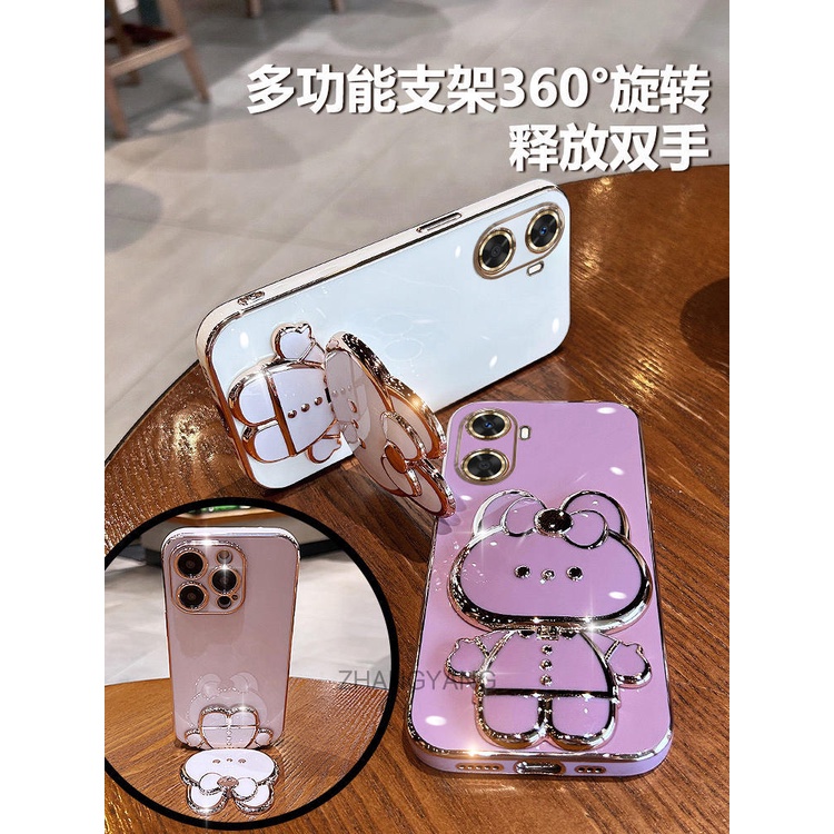 Ốp lưng oppo a3s a12e a1k Ốp Điện Thoại TPU Silicon Mềm Mạ Điện Gắn Gương Trang Điểm Hình Thỏ 3D Cho oppo a3s a12e a1k