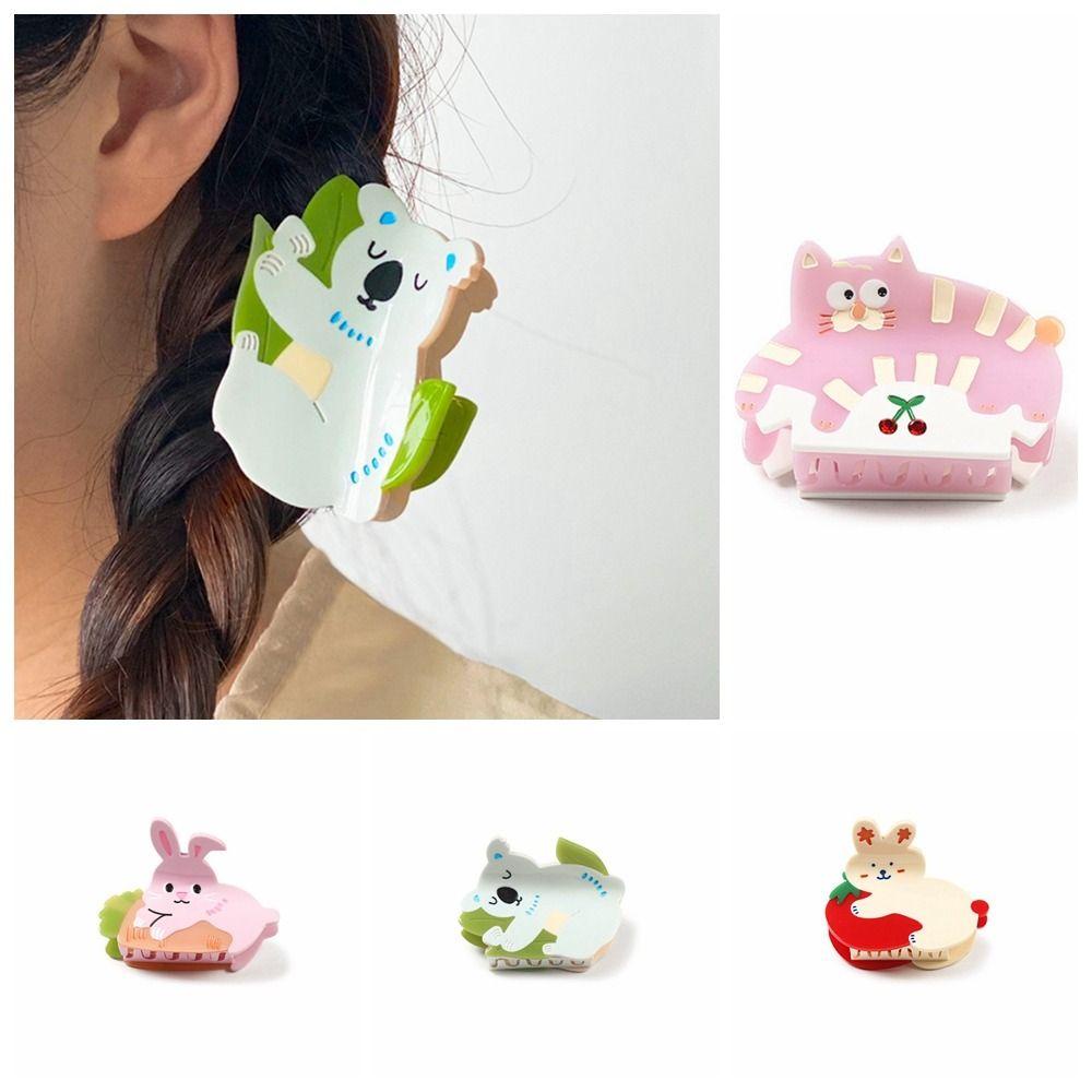 Fuhui Kẹp Tóc acrylic y2k Hình Thú Hoạt Hình Sáng Tạo Cho Nữ