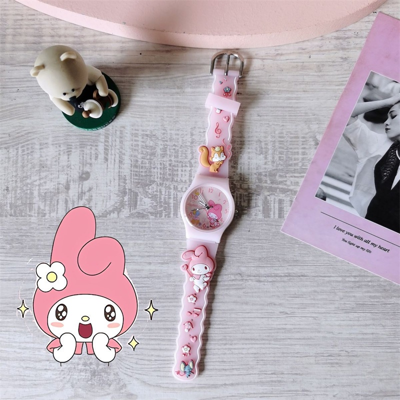 Hoạt Hình Đồng Hồ Điện Tử Hình sanrio kuromi Dạ Quang Chống Thấm Nước Bằng Silicon Cho Bé