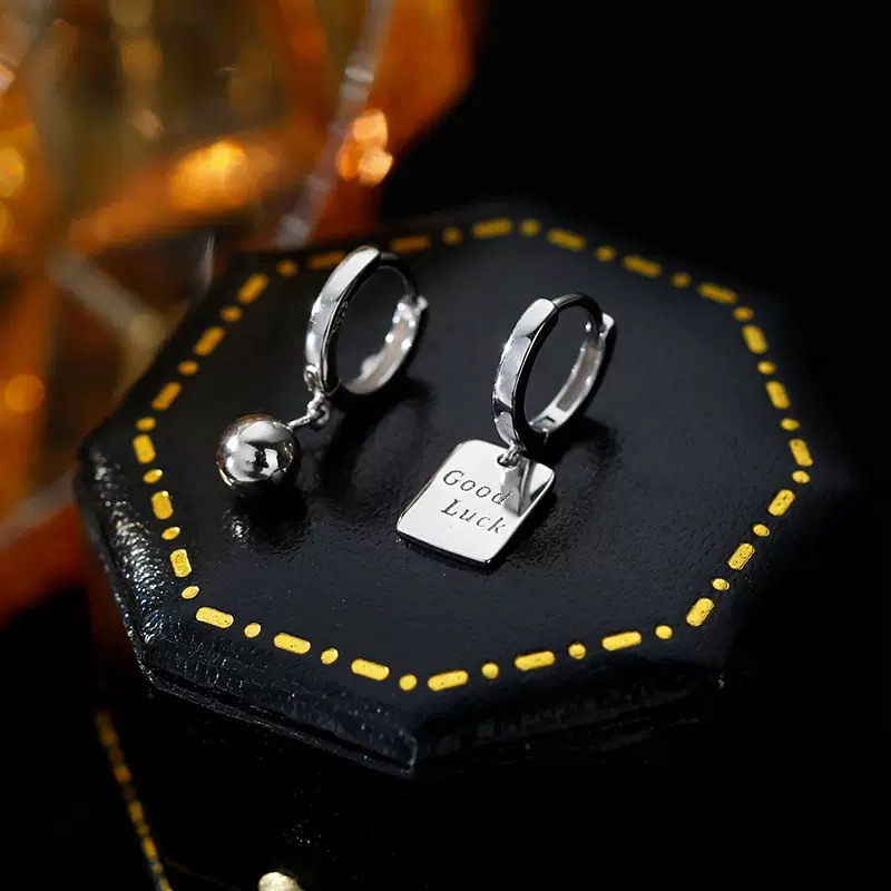 Khuyên Tai Tròn May Mắn Mạ Bạc Thời Trang Cho Nữ