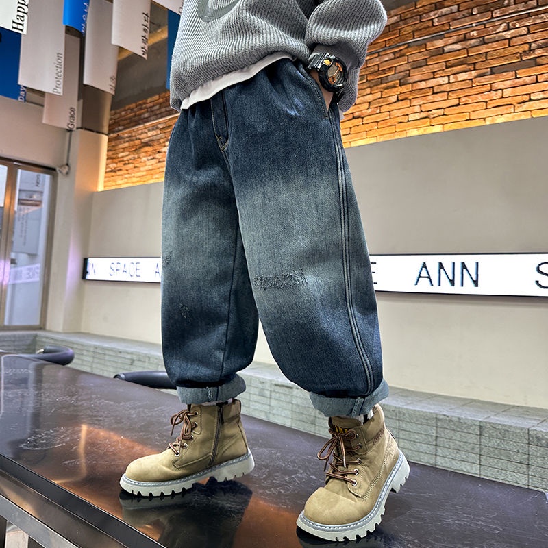 Quần Jean Dài Thoải Mái Thời Trang Cho Bé Trai