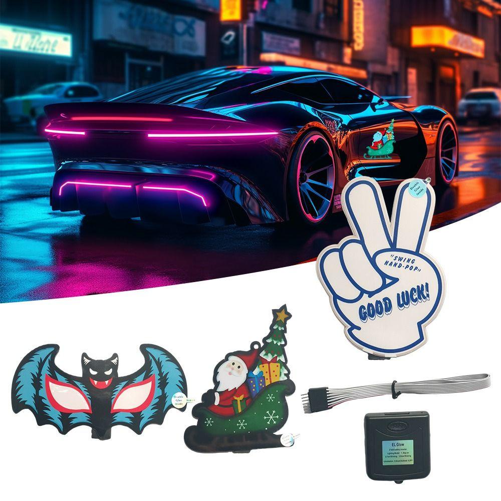 Miếng Dán Trang Trí Kính Chắn Gió Xe Hơi 5 Chế Độ Có Đèn led Dạ Quang Thời Trang