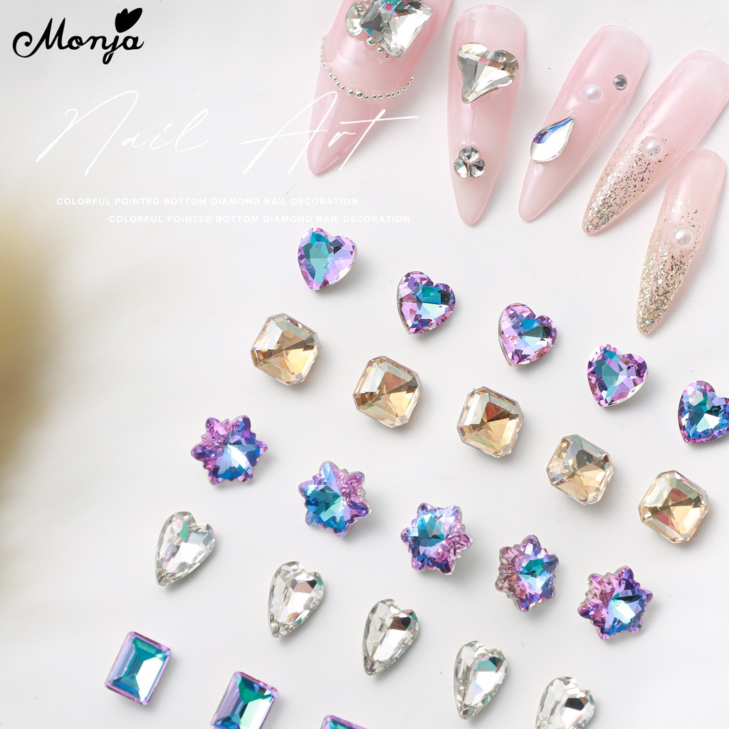 Monja Set 25 Hạt Pha Lê 3d Lấp Lánh Trang Trí Móng Nghệ Thuật