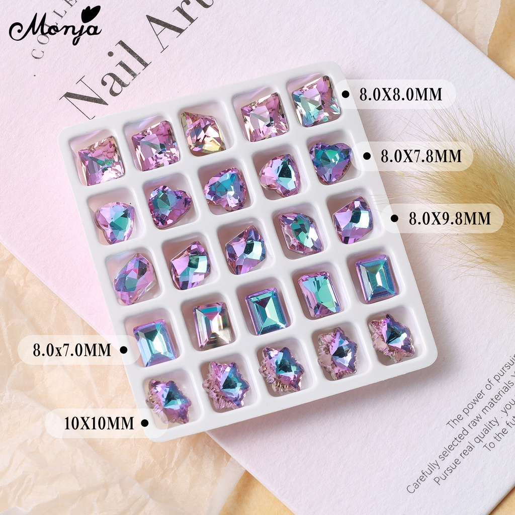 Monja Set 25 Hạt Pha Lê 3d Lấp Lánh Trang Trí Móng Nghệ Thuật