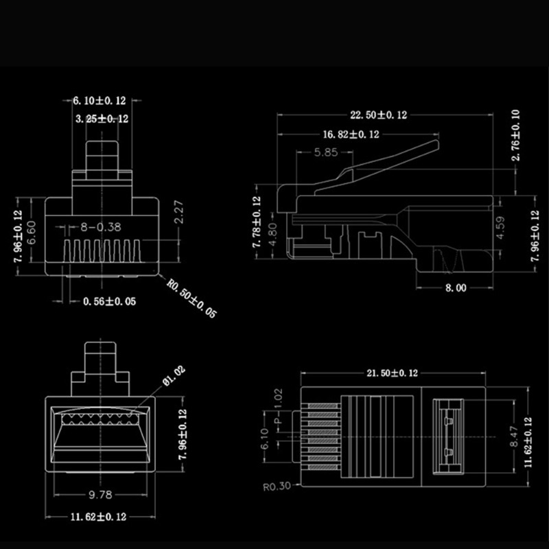 Đầu Nối Mạng cat6 cat5 rj45 Mạ Vàng / Đầu Nối Dây Cáp Internet