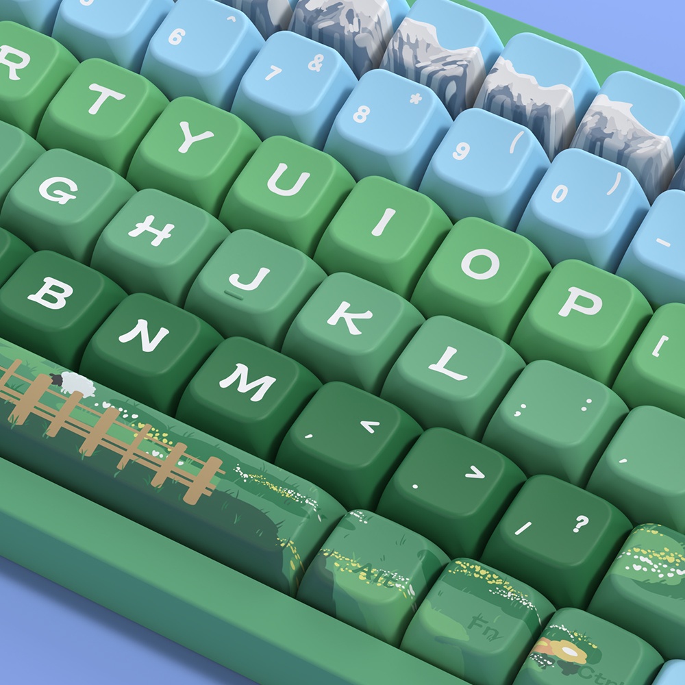 Heidi and Grandpa Cute Cartoon Green Keycaps Bộ Bàn Phím Cơ 138 / 158 Phím Họa Tiết Hoạt Hình Đáng Yêu