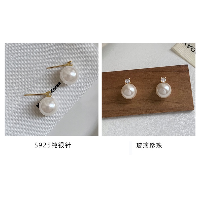 Bông Tai Mạ Bạc 925 s925 Đính Ngọc Trai zircon Thời Trang 2023 Cho Nữ