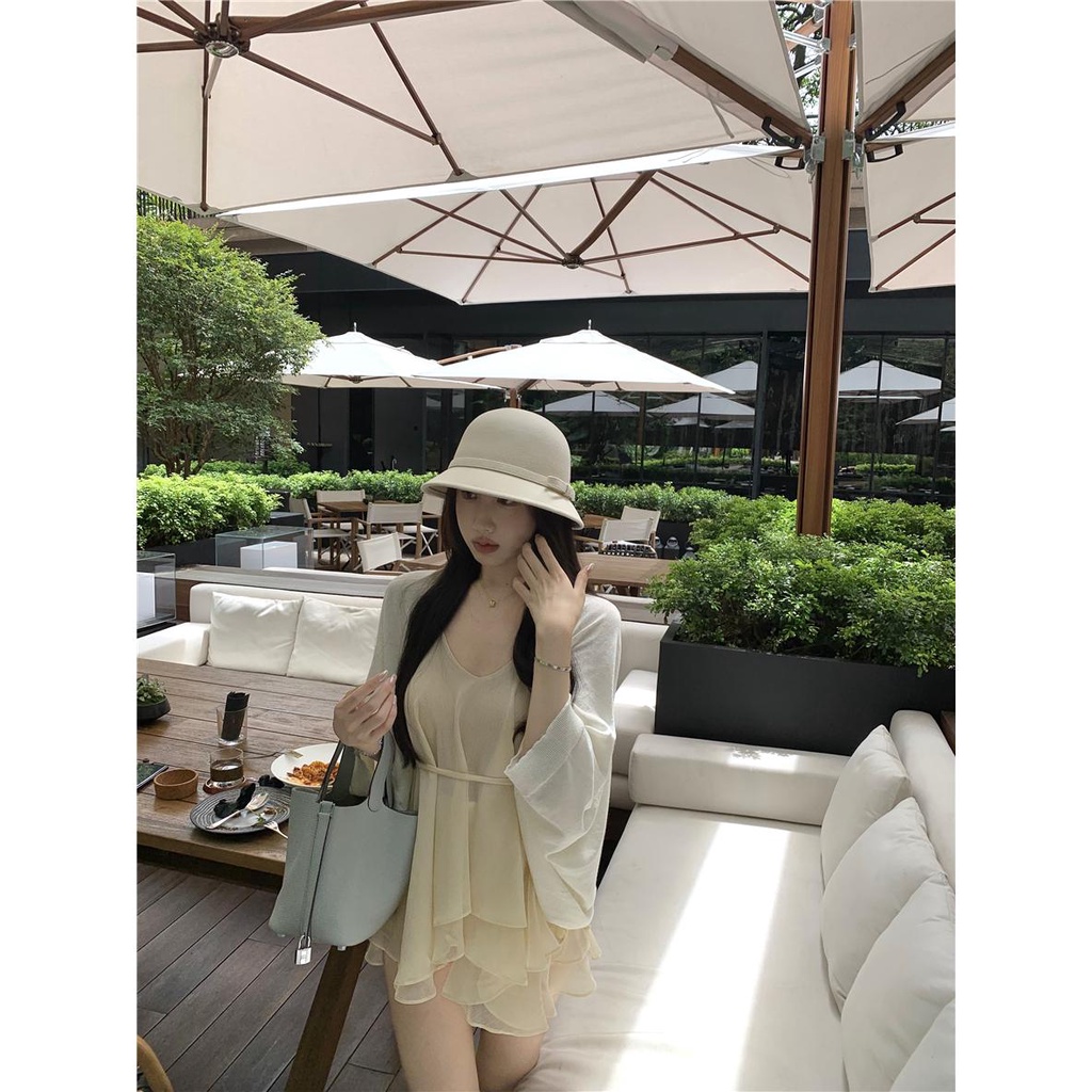 Bộ Áo Cổ Chữ v + Chân Váy Lưng Cao Thời Trang Đáng Yêu Cho Nữ