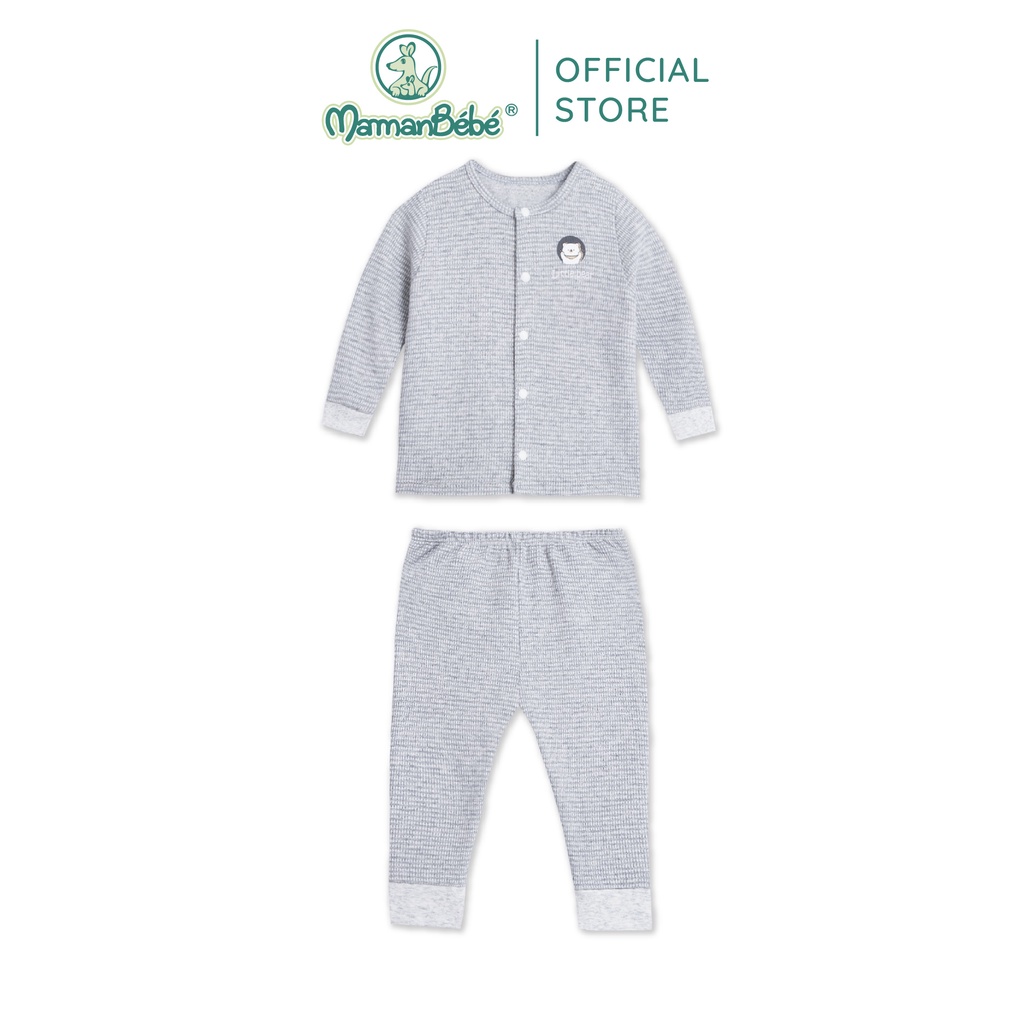 Bộ Dài Tay La Pomme Cúc Giữa Caro Bear