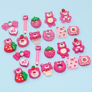 Charm nổi 3D hình gấu dâu lotso dễ thương trang trí ly, bình nước, sticker gấu lotso siêu cute dán đồ vật