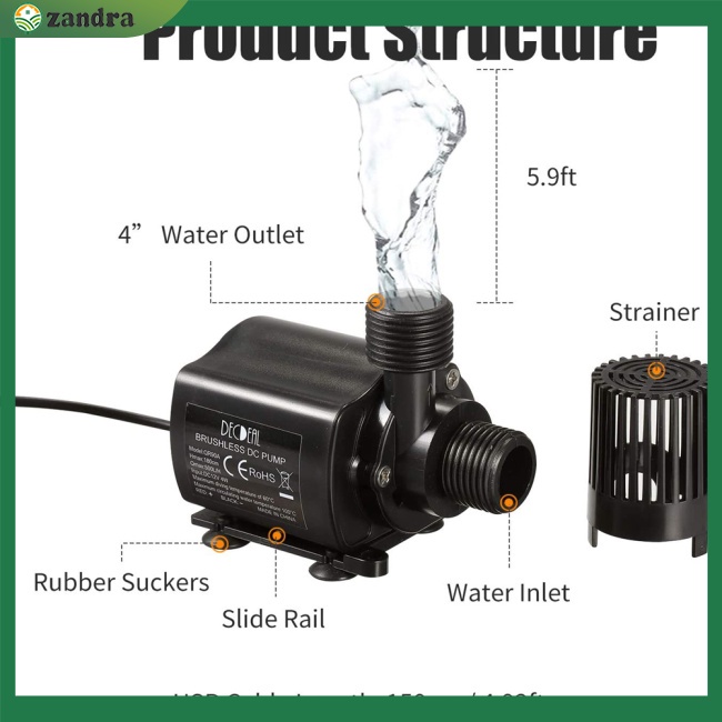 Máy Bơm Nước Động Cơ Không Chổi Than 800l / h dc 12v Cho Bể Cá