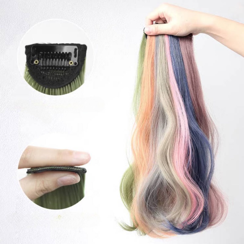 Bộ Tóc Giả Dài Xoăn Gợn Sóng Màu Xanh Lá Cá Tính Thời Trang Cho Nữ