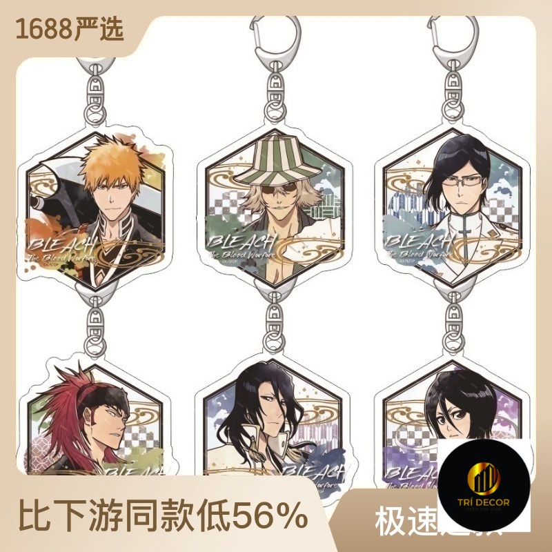 BLEACH Chết móc khóa Kurosaki Ichigo Zaraki Kenpachi Rukia Kuchiki Byakuya acrylic mặt dây chuyền