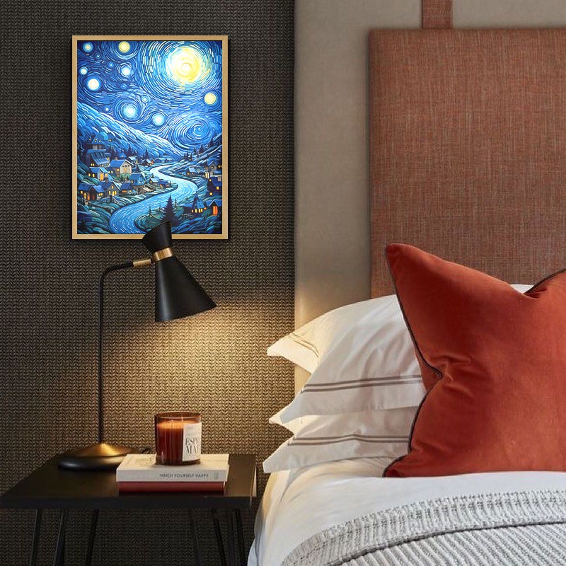 Tranh Sơn Dầu van gogh Phát Sáng Trong Đêm Dùng Để Trang Trí Phòng Khách