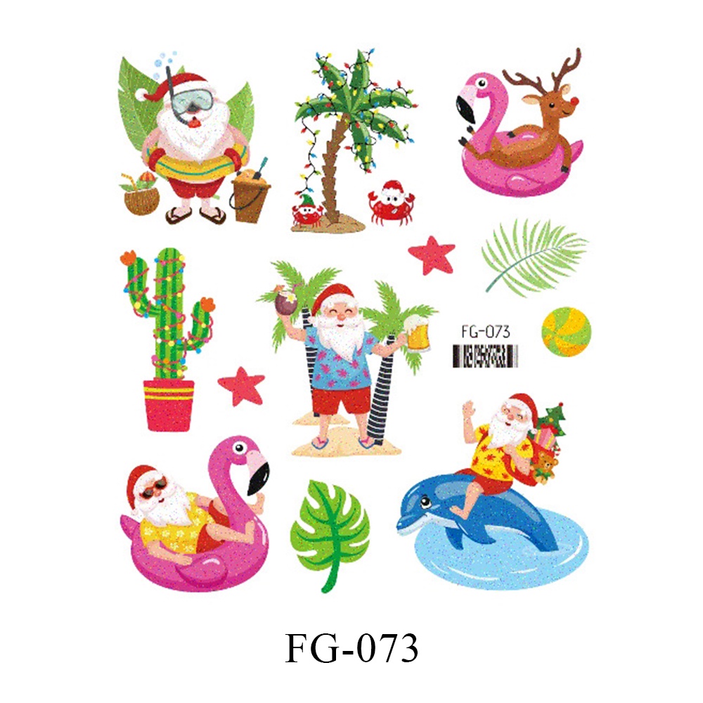 Hình Xăm Dán Giáng Sinh Lấp Lánh Lâu Trôi Họa Tiết Hoạt Hình Dễ Thương Cho Trẻ Em