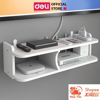 Kệ Treo Tường Deli - Giá Đỡ Máy Chiếu, Moderm Wifi Đa Năng Không Cần Khoan Bằng Gỗ Nhựa Cao Cấp Chính Hãng Có Bảo Hành