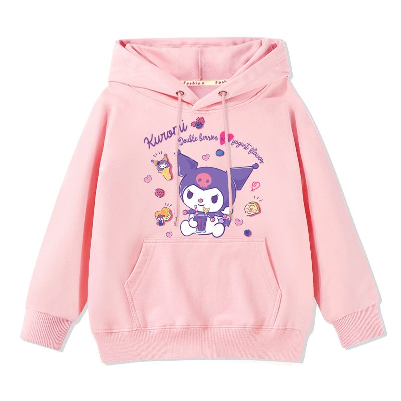 Áo sweater Có Mũ Phối Nhung In Hình Melody Kulomi Dễ Thương Thời Trang Thu Đông Cho Bé Gái