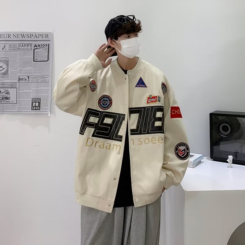 Áo khoác bóng chày nam thêu họa tiết phong cách retro mỹ thời trang mùa thu mới cho cặp Đôi thời trang trẻ trung phong cách hót triend