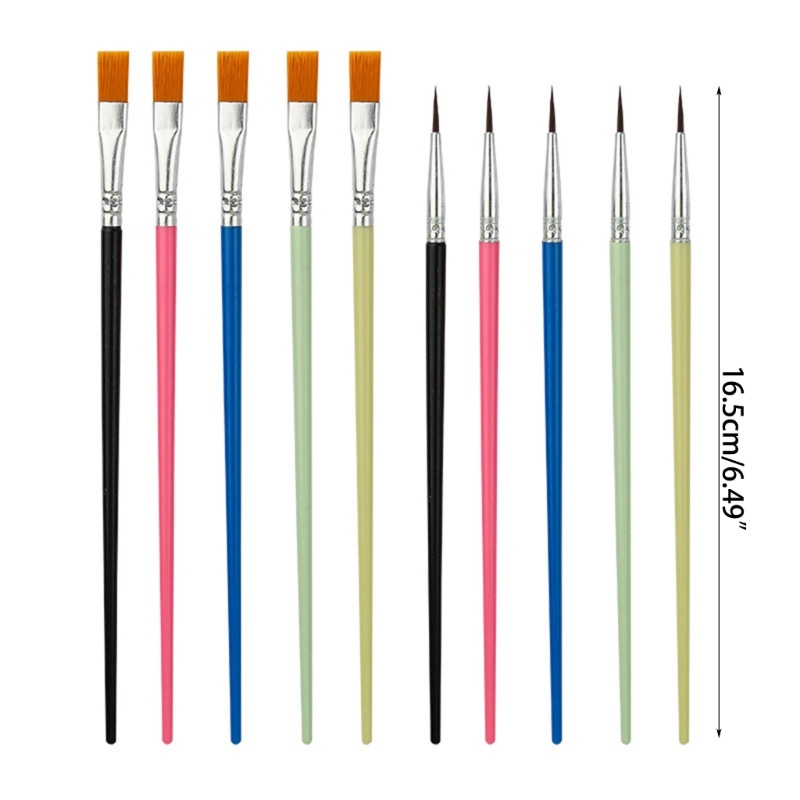 Va Set 10 Cọ Vẽ Tranh Đầu Tròn Bằng nylon Cho Màu Nước acrylic
