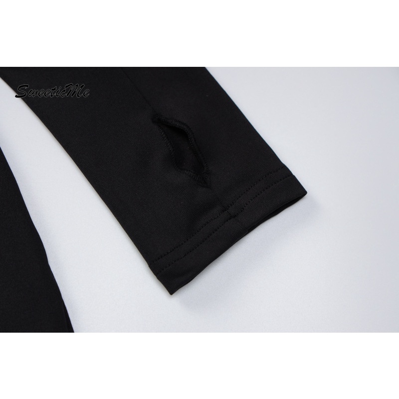 Áo liền quần Tay Dài Dáng Ôm Màu Trơn Phối Khóa Kéo Thời Trang   Cho Nữ