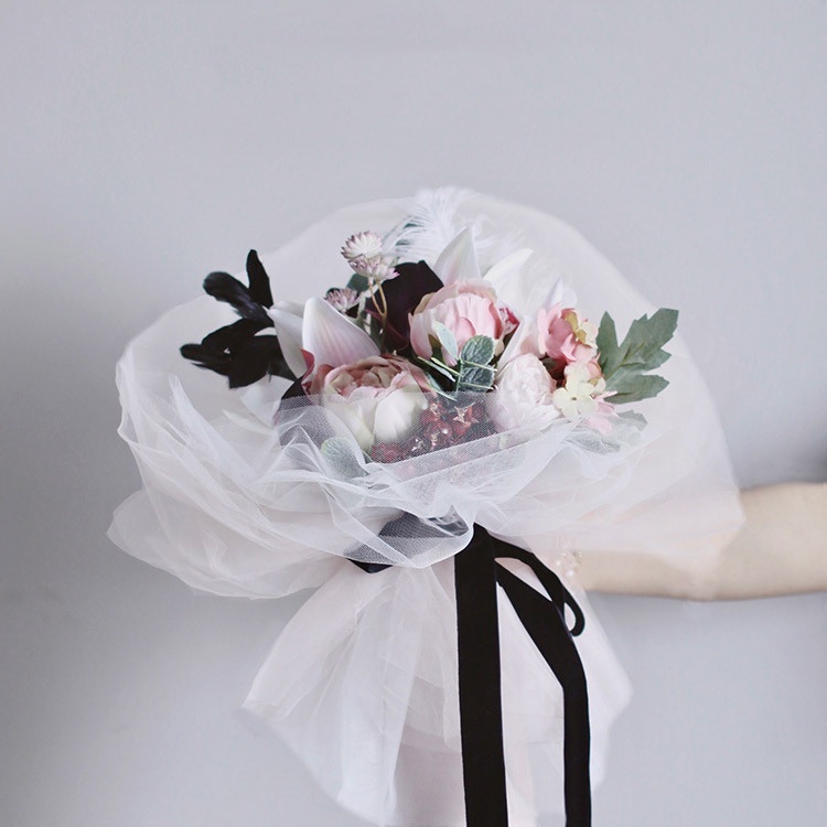 Bộ 5 Giấy Gói Quà / Bó Hoa / Bó Hoa Bằng Sợi Lưới Xếp Ly Dòng Hồ Thiên Nga