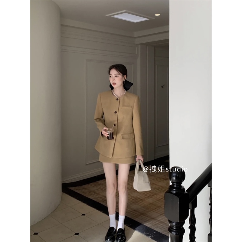 Set Áo Khoác blazer Và Chân Váy Phong Cách Hàn Quốc Thanh Lịch Dành Cho Nữ