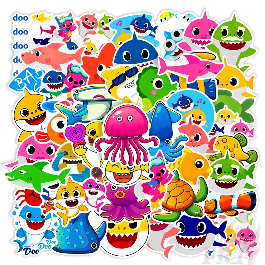❉ Set 01 Sticker Hình Cá Mập 01 Dễ Thương Dùng Để Trang Trí ❉ Bộ 50 Miếng Dán Hình Vẽ Nguệch Ngoạc Chống Thấm Nước Thời Trang Cho Bé diy