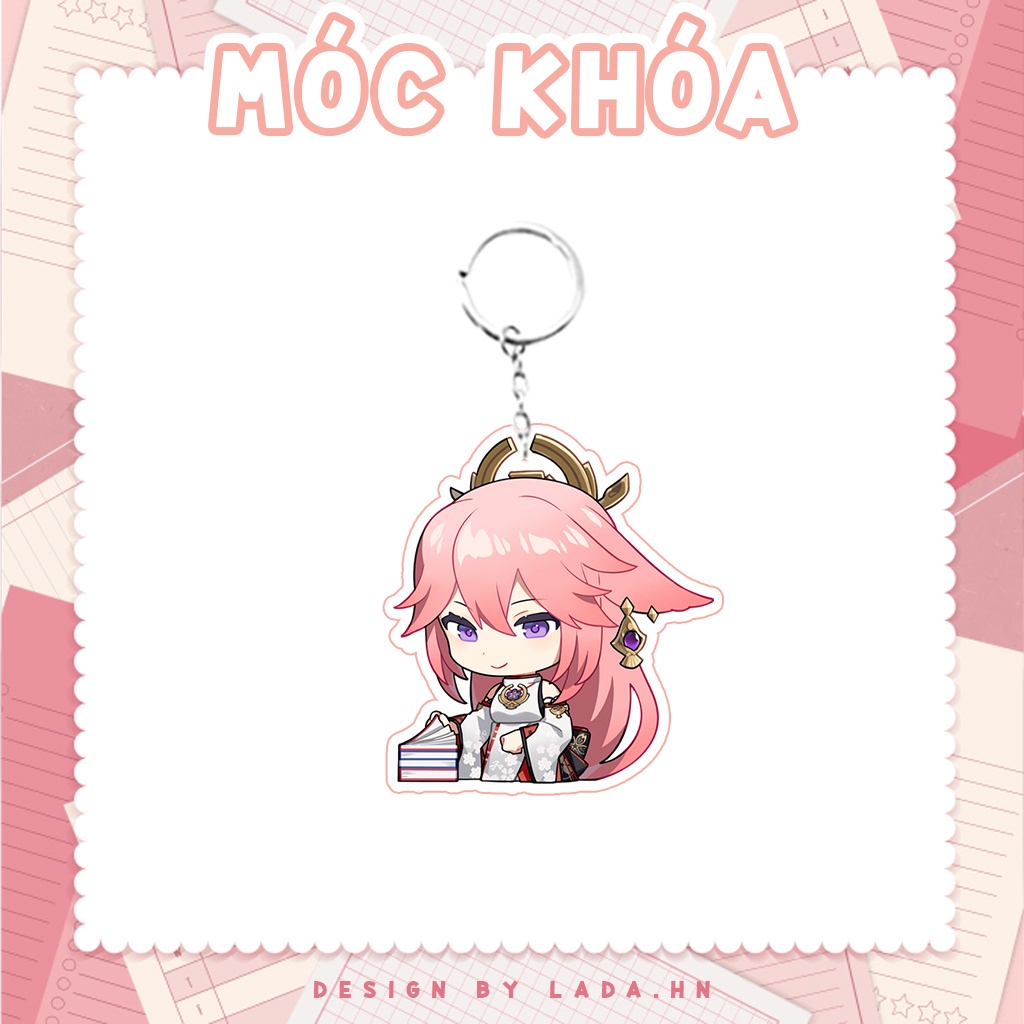 Móc khóa mô hình standee đứng để bàn Yae Miko Genshin Impact Lada anime đáng yêu chibi trang trí quà tặng