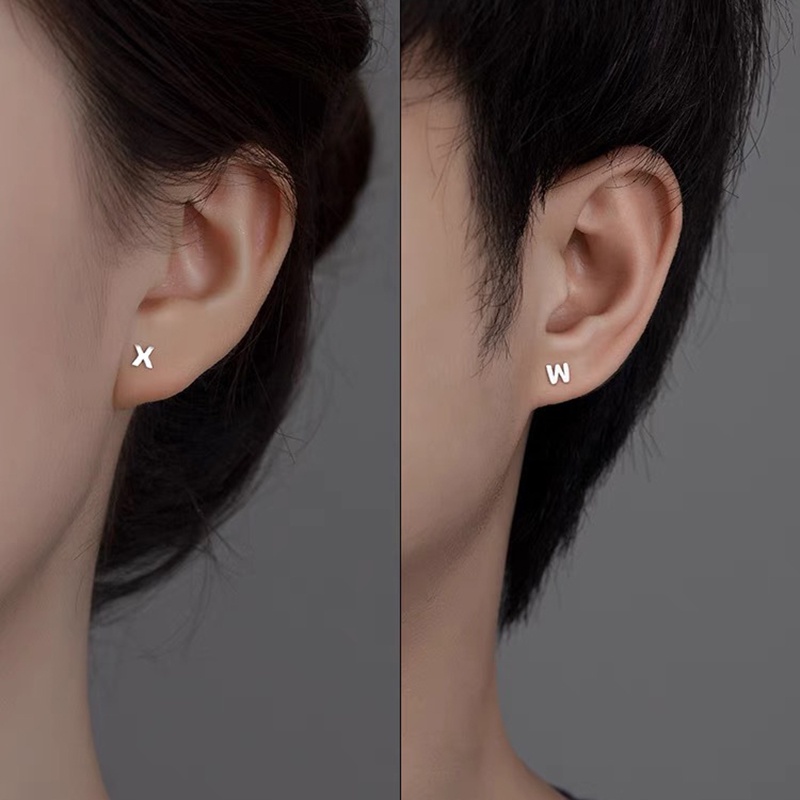 Bông Tai Bạc Hình Chữ Cái Từ a-z 26 Thời Trang Dành Cho Cả Nam Và Nữ
