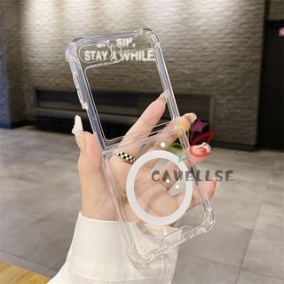 Bao Da Điện Thoại Nắp Gập Từ Tính Chống Sốc Trong Suốt Cho samsung galaxy z flip 5 z flip 4 z flip 3 5g Ốp