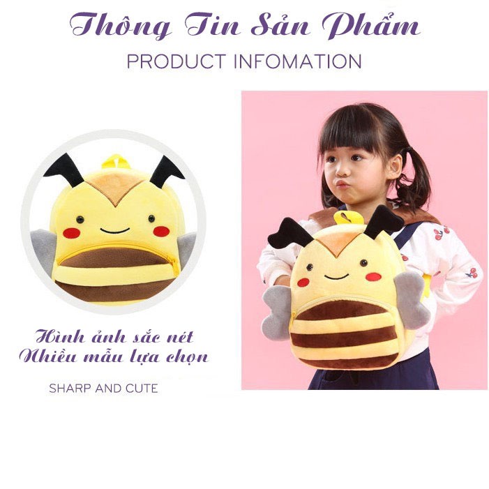 Balo mầm non KAKOO cho bé, balo trẻ em mẫu giáo chất liệu nhung nhiều nhân vật hoạt hình ngộ nghĩnh