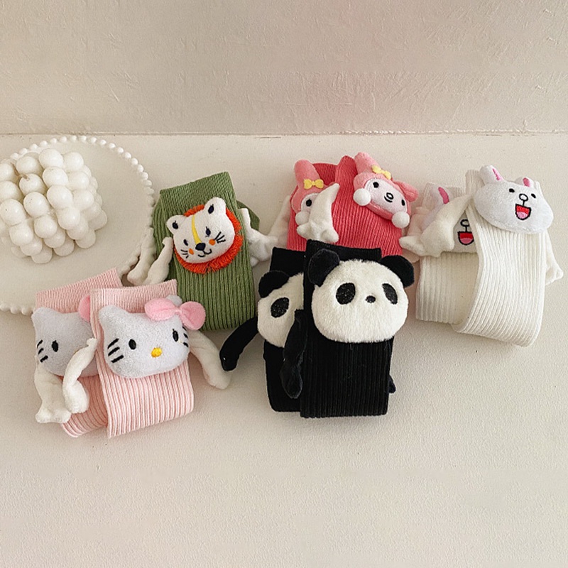 Tất vớ cổ cao bàn tay đính nam châm Jengiang Unisex ba chiều thêu hình đôi mắt dễ thương dành cho couple