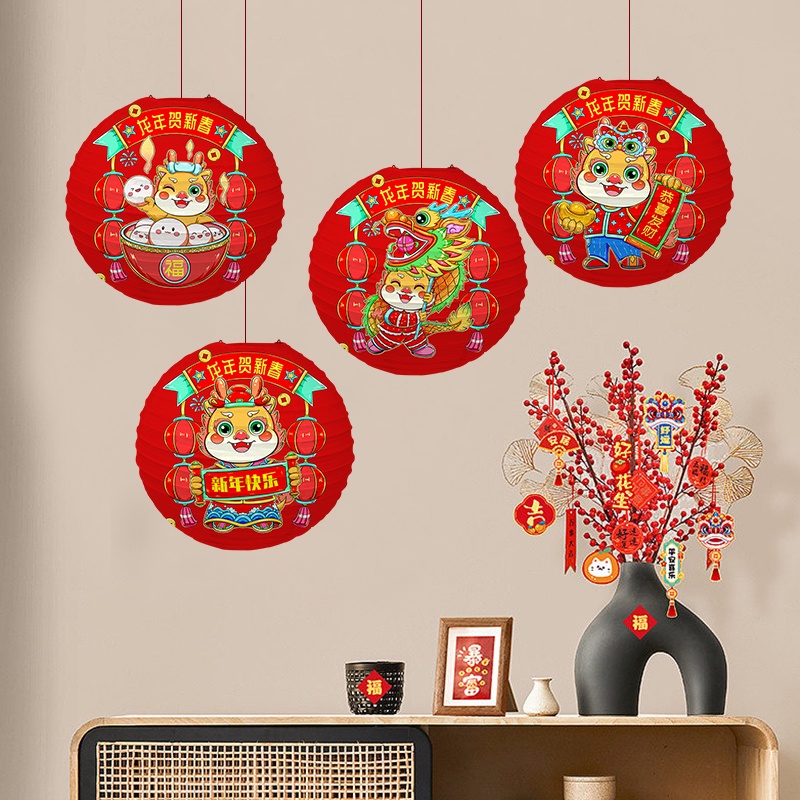 Lồng Đèn Giấy Hình Rồng Đỏ Không Thấm Nước Trang Trí Năm Mới