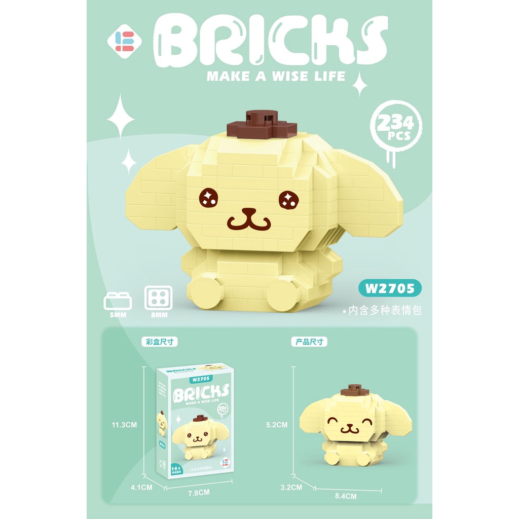 Bộ Sưu Tập Bộ Sưu Tập Khối Xây Dựng kawaii sanrioed Nhỏ Kim Cương Cho Bé Gái