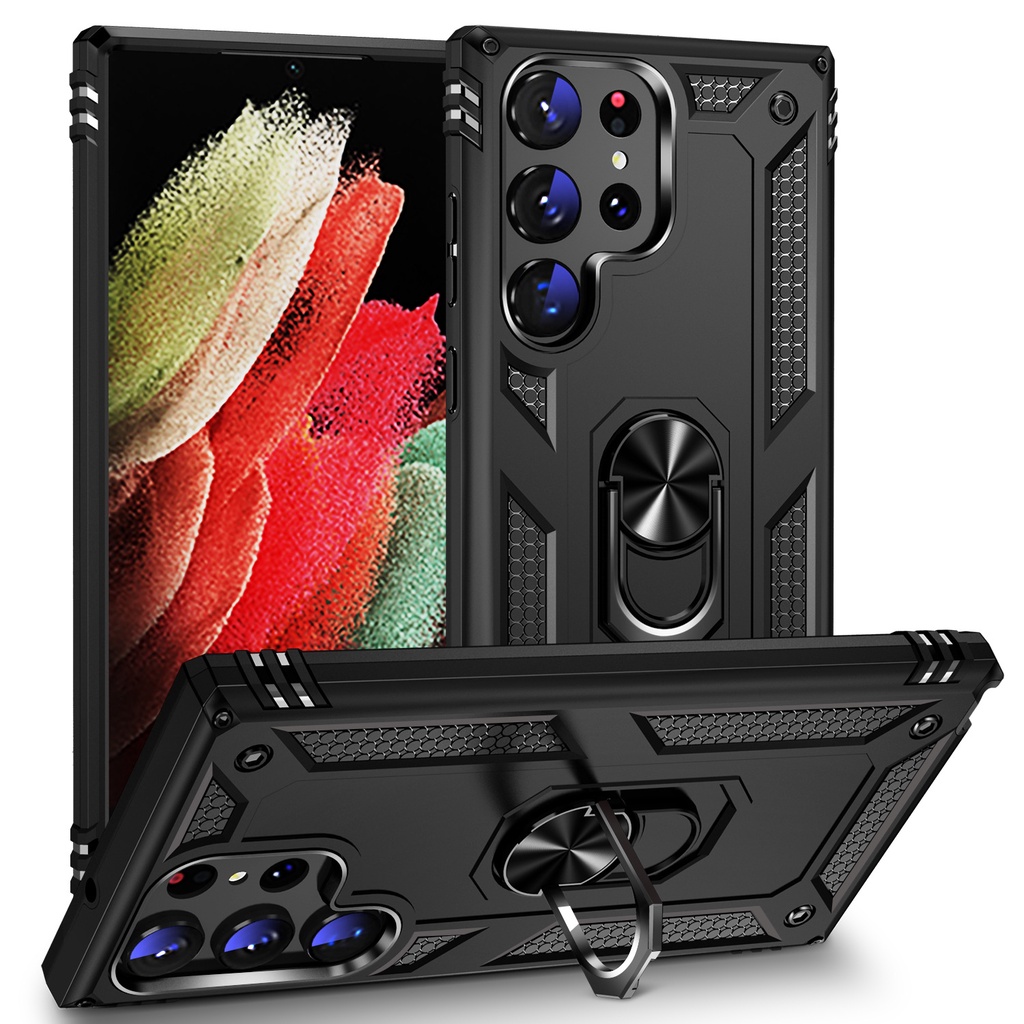 Ôp Điện Thoại Nhựa Cứng Kèm Giá Đỡ Từ Tính Chống Sốc Chống Rơi Cho samsung galaxy s23 s22 plus s21fe s20 ultra Ốp