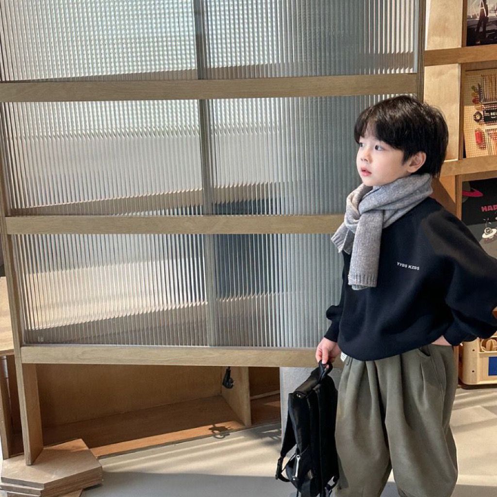 Áo Nỉ Dài Tay In Chữ Phong Cách Mới Cho Bé Trai 90-160cm