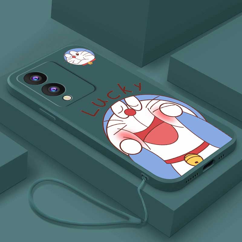 Ốp Điện Thoại silicon Dẻo Hình doraemon May Mắn Dễ Thương Cạnh Thẳng Cho vivo y17s