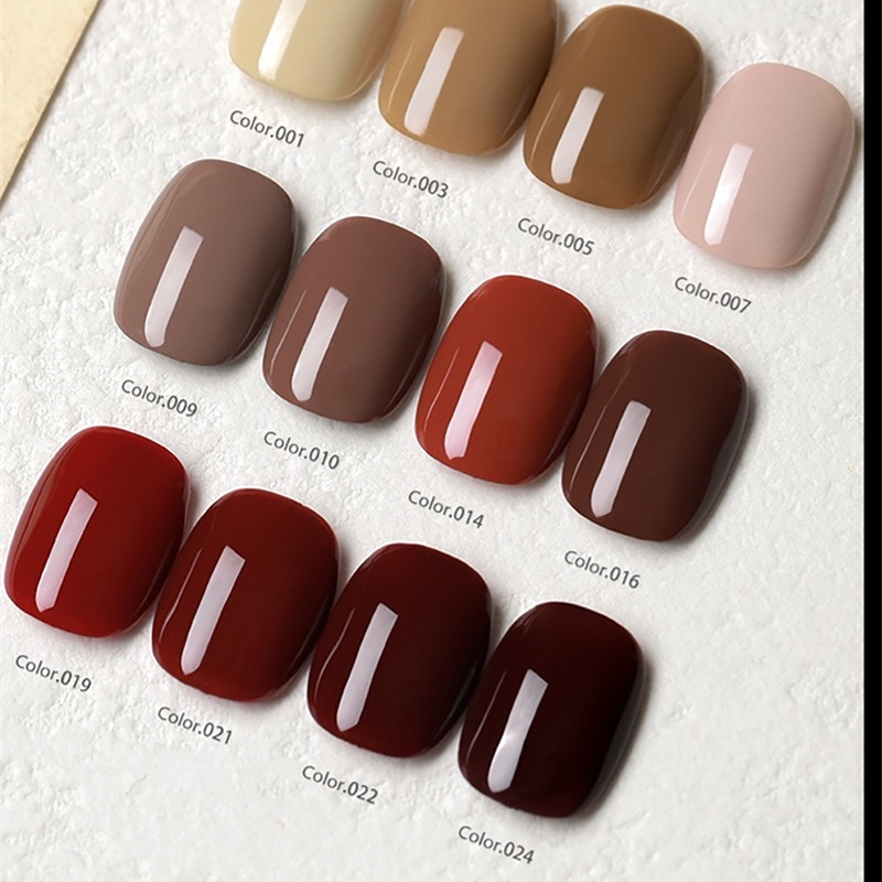 Mùa Thu Đông Phổ Biến Mùa Thu Caramel 24 Bộ Màu Sơn Móng Tay Keo 2023 Mới Làm Trắng Hổ Phách Liệu Pháp Ánh Sáng Gel Làm Móng JULYSTAR